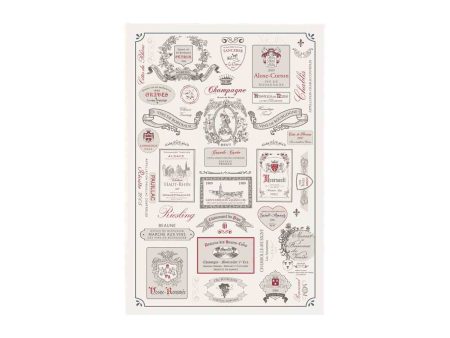 WINKLER FRENCH WINE LABELS TEA TOWEL - ECRU Online now