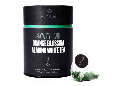 AUGUST UNCOMMON KNOW BY HEART ORANGE BLOSSOM & ALMOND WHITE 15 TEA BAGS For Sale