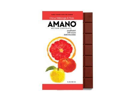 AMANO CITRUS MELANGE TROIS 55% COCOA DARK CHOCOLATE 3oz For Discount