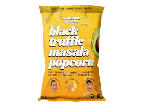 CONFUSION SNACKS BLACK TRUFFLE MASALA POPCORN 2.75oz For Sale